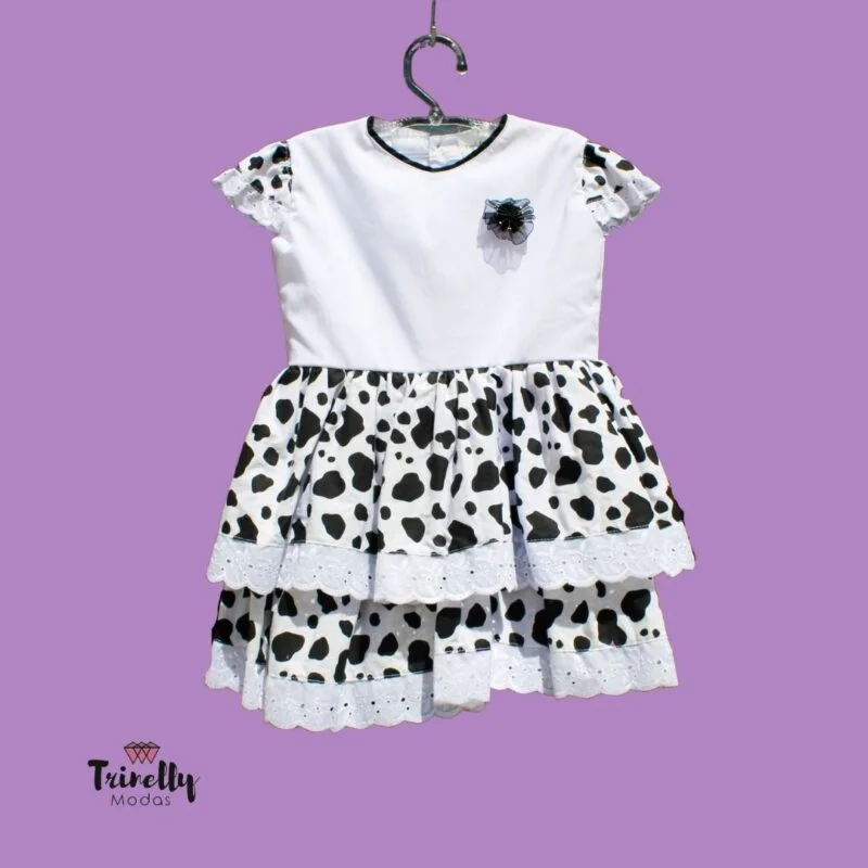 Vestido com estampa de vaquinha