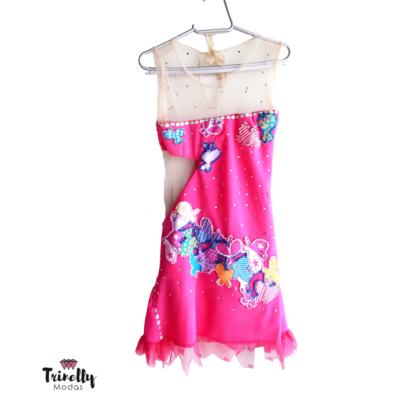 Vestido com Collant Borboleta Bordado