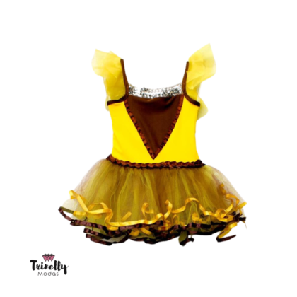 Vestido Tutu Infantil Amarelo e Marrom